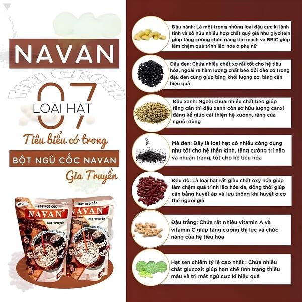 Tác dụng của bột ngũ cốc Navan đối với sức khỏe và dinh dưỡng